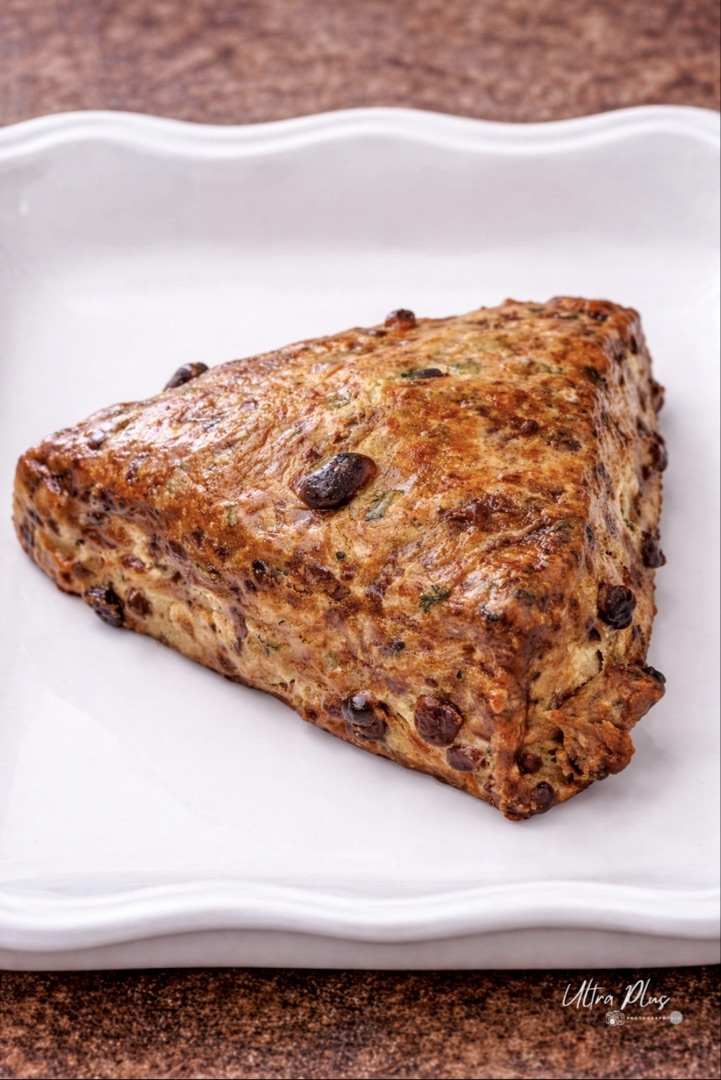 Scone on a white plate